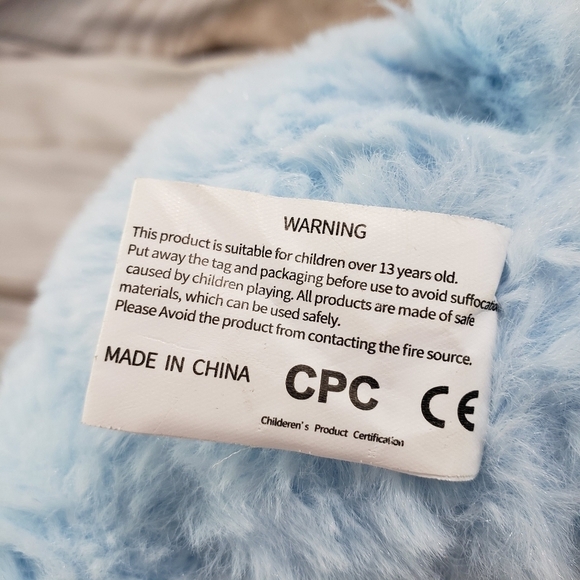 Fuzzy Baby Blue Baby's First Bear 9" Plush Stuffed Animal Satin Feet Ears Bow - Picture 8 of 9